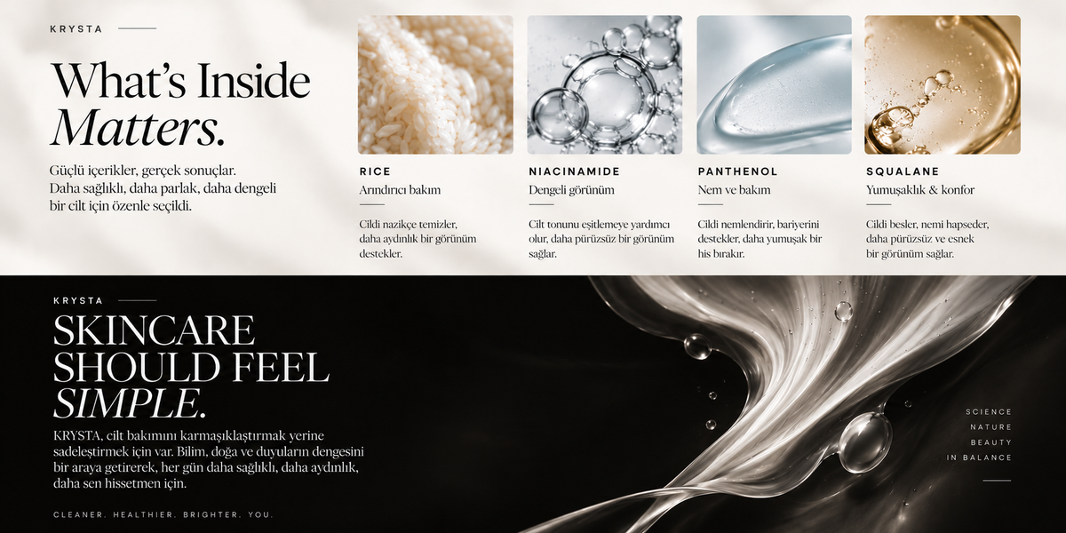 KRYSTA — What's Inside Matters / Skincare Should Feel Simple
