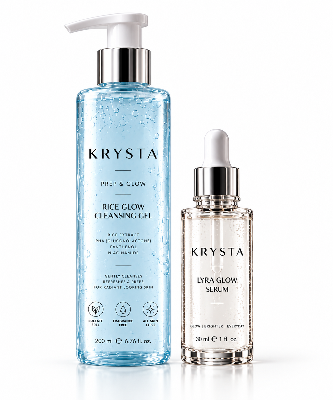 Glow Lock Mirror Glow Cream + Prep&Glow Rice Glow Yüz Temizleme Jeli