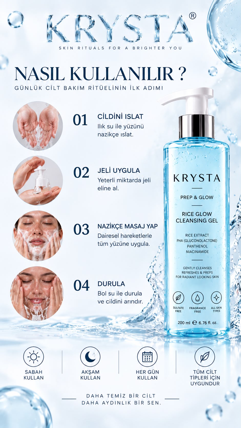 Prep&Glow Rice Glow Yüz Temizleme Jeli