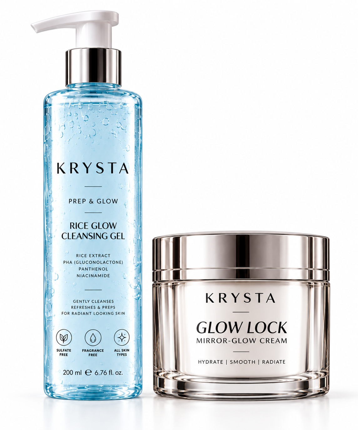 Prep&Glow Rice Glow Yüz Temizleme Jeli + Glow Lock Mirror Glow Cream